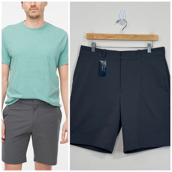 NWT J Crew Tech Chino 9" Inseam Size 32 Gray Khaki Golf Performance - Picture 1 of 15